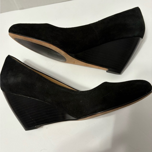 Cole Haan Lainey Black Suede Wedge Dress Heels w Nike Comfort Sole. Round Toe. - Picture 3 of 11